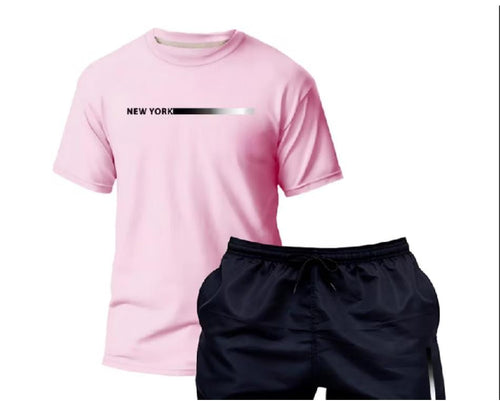 Kit Camiseta Unissex Casual Algodão Básica Premium Estilo + Short Tactel Piscina Corrida Mauricinho