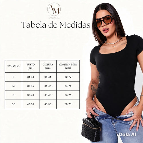 Body Feminino Decote Quadrado Manga Curta