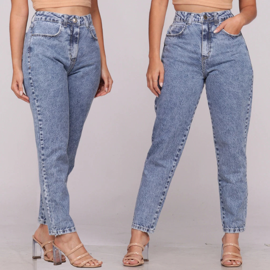 Calça Mom jeans cintura alta