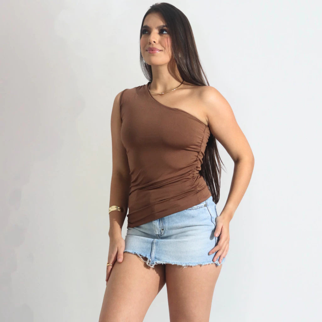 Blusa Feminina de Alça Única Franzida