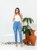CALÇA JEANS FEMININA Skinny Cós Alto