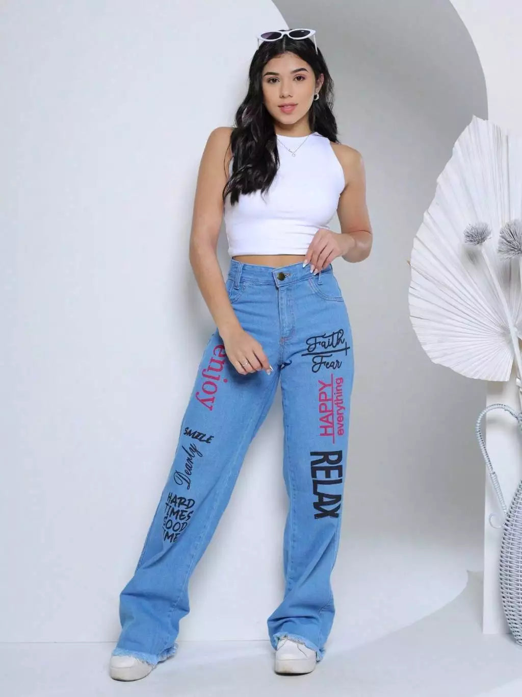Calça Jeans Wide Leg Juvenil