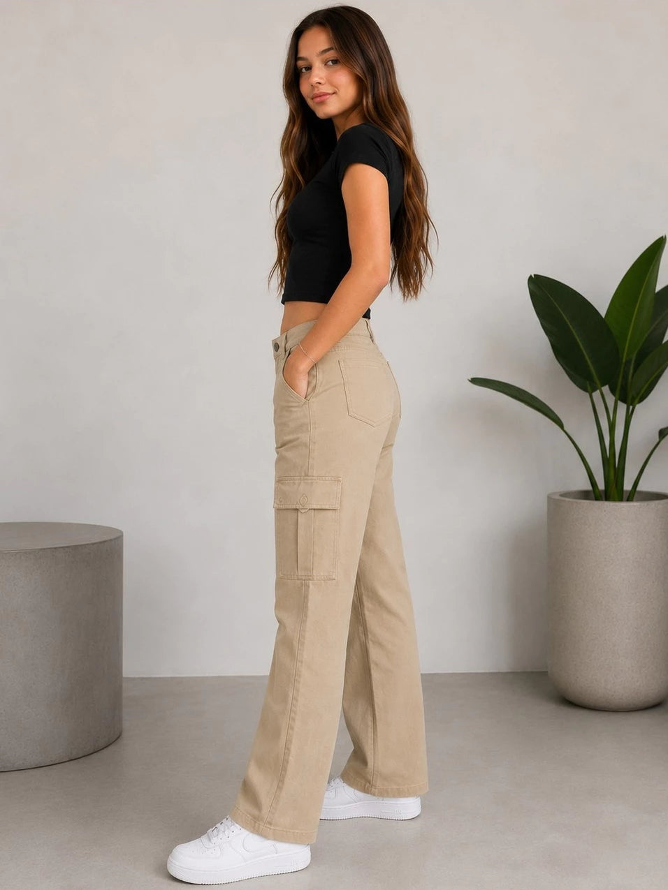 Calça Cargo Jeans Wide Leg Infantil