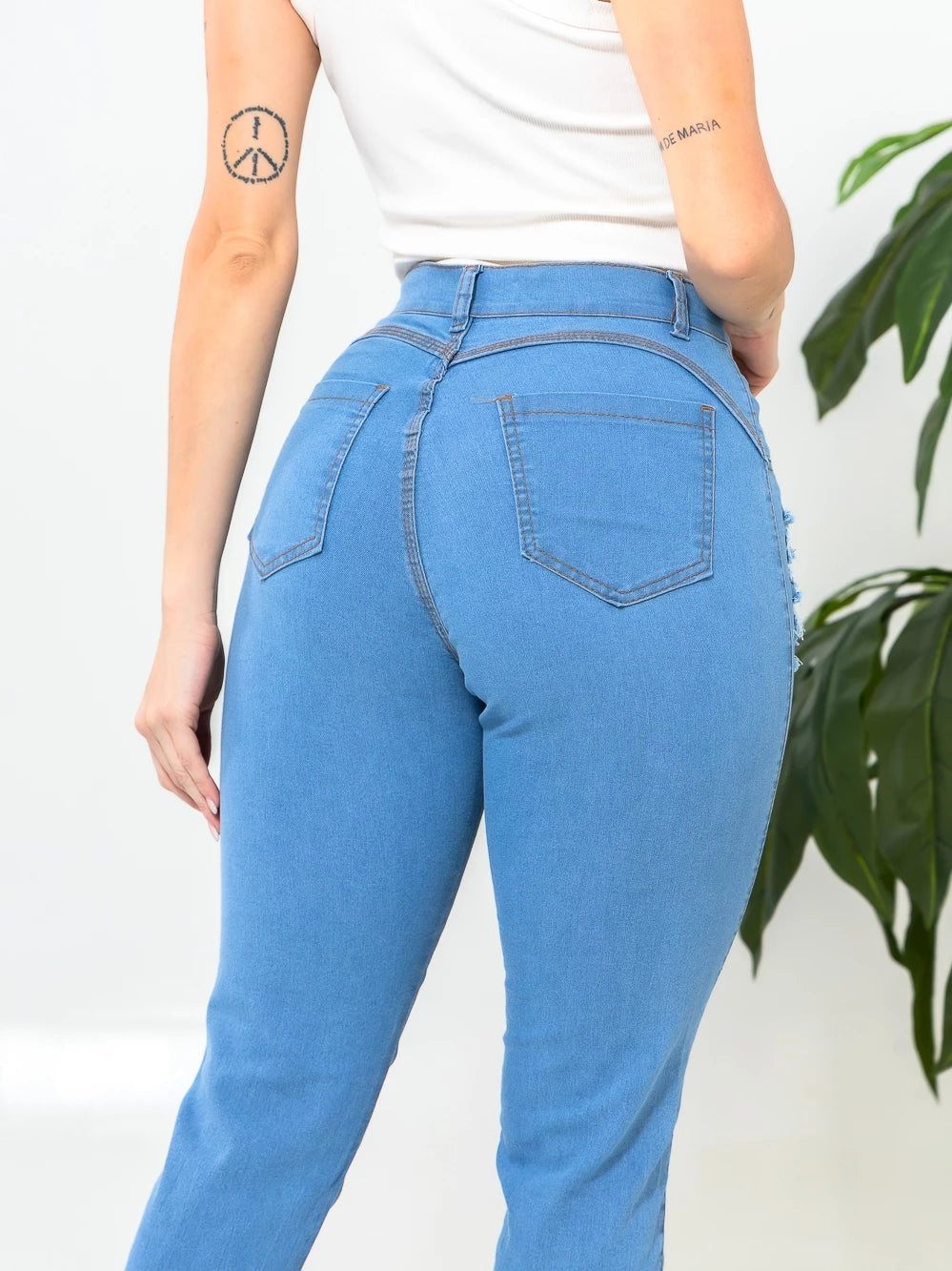 CALÇA JEANS FEMININA Skinny Cós Alto