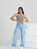 Calça Jeans Wide Leg Cargo p/ Jovem